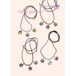 collana in caucci con tre ciondoli tondi di murrina veneziana