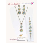 parure orecchini, collana e bracciale di murrina veneziana e swarovsky monocolore