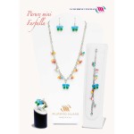 parure mini farfalla orecchini, collana ,anello e bracciale di murrina veneziana