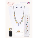 parure mini tartaruga orecchini, collana , anello e bracciale di murrina veneziana